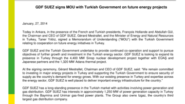 GDF SUEZ signs MOU with Turkish Government on future energy projects