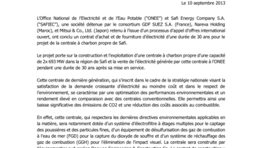 Centrale thermique de Safi (2 x 693 MW) au Maroc : signature du Contrat d’Achat et de Fourniture d’Electricité