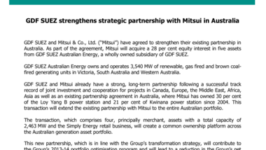 GDF SUEZ strengthens strategic partnership with Mitsui in Australia