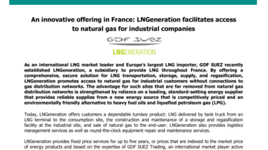 An innovative offering in France : LNGeneration facilitates access to natural gas for industrial companies