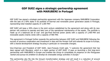 GDF SUEZ signs a strategic-partnership agreement with MARUBENI in Portugal