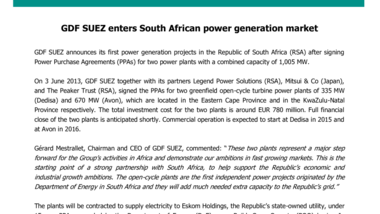 GDF SUEZ enters South African power generation market