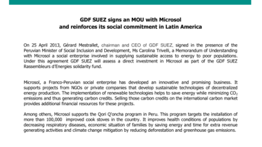 GDF SUEZ signs an MOU with Microsol and reinforces its social commitment in Latin America