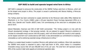 GDF SUEZ to build and operate largest wind farm in Africa