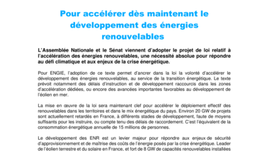 CP ENGIE PROJET DE LOI AER