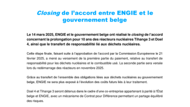 CP Groupe ENGIE Closing Belgique