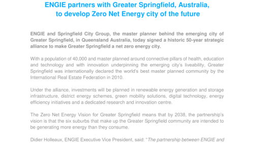 ENGIE partners with Greater Springfield, Australia, to develop Zero Net ...