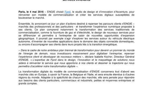 Engie Choisit Fjord Pour Laccompagner Dans La Transformation Digitale De Son Modèle De