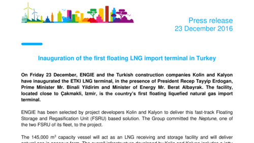 Inauguration of the first floating LNG import terminal in Turkey ...