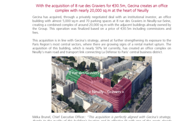 With the acquisition of 8 rue des Graviers for €30.5m, Gecina creates an  office complex with nearly 20,000 sq.m at the heart of Neuilly