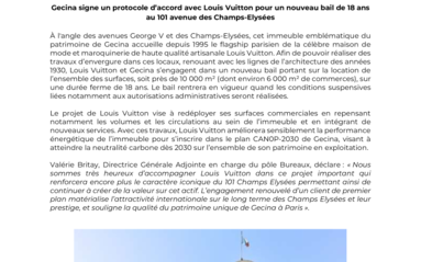 GECINA : renouvellement du bail Louis Vuitton pour le 101 avenue