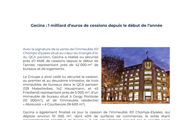 Gecina signe la vente de l'immeuble 101 Champs-Elysées - DECIDEURS MAGAZINE  - Accédez à toute l'actualité de la vie des affaires : stratégie, finance,  RH, innovation