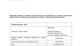 droits vote actions au 31 10 2018