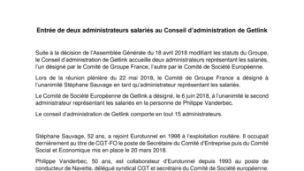 Entree de deux administrateurs salaries conseil administration Getlink
