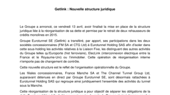 Getlink Nouvelle structure juridique