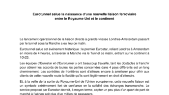 Lancement Eurostar Amsterdam