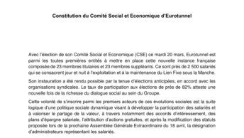 Constitution du Comite Social et Economique Eurotunnel