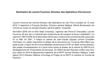 nomination laurent fourtune directeur des Operations eurotunnel