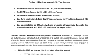 Getlink resultats annuels 2017 en hausse