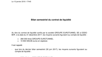 Bilan semestriel contrat liquidite au 31 decembre 2017