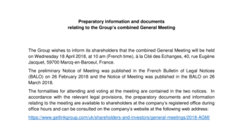 preparatory information documents relating to the Group combined General Meeting