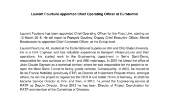laurent fourtune appointed chief operating officer at Eurotunnel