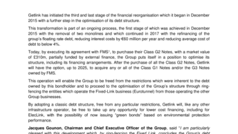 Getlink concluding step in debt optimisation