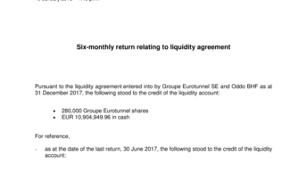 Six monthly return liquidity contract at 31 december 2017