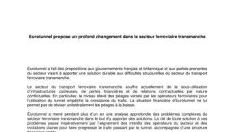 Eurotunnel propose un profond changement dans le secteur ferroviaire transmanche