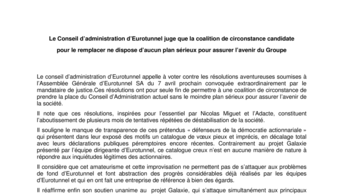 Le Conseil d’administration d’Eurotunnel juge que la coalition de circonstance candidate pour le remplacer ne dispose d’aucun plan sérieux pour assurer l’avenir du Groupe