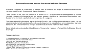 Eurotunnel nomme un nouveau directeur de la division Passagers