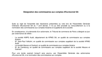 Désignation des commissaires aux comptes d'Eurotunnel SA