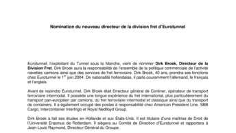 Nomination du nouveau directeur de la division fret d’Eurotunnel
