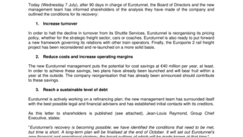 EUROTUNNEL'S RECOVERY BECOMES POSSIBLE
