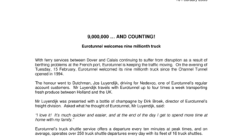 9,000,000 … AND COUNTING! - Eurotunnel welcomes nine millionth truck