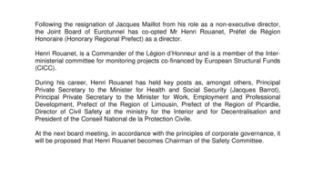 New Director nominated to Eurotunnel Joint Board