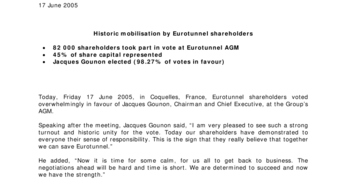 Historic mobilisation by Eurotunnel shareholders