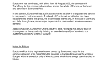 A new start for EurotunnelPlus