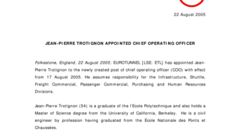 JEAN-PIERRE TROTIGNON APPOINTED CHIEF OPERATING OFFICER
