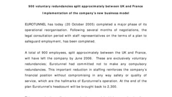 EUROTUNNEL PURSUES OPERATIONAL REORGANISATION