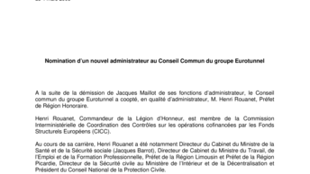 Nomination d’un nouvel administrateur au Conseil Commun du groupe Eurotunnel