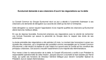 Eurotunnel demande à ses créanciers d’ouvrir les négociations sur la dette