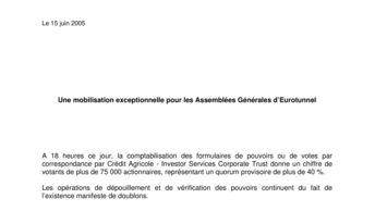 Une mobilisation exceptionnelle pour les Assemblées Générales d’Eurotunnel