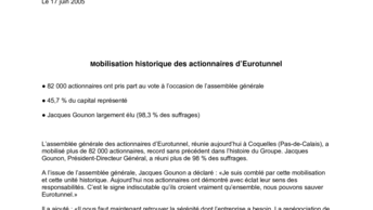 Mobilisation historique des actionnaires d’Eurotunnel