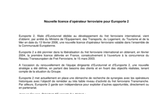 Nouvelle licence d’opérateur ferroviaire pour Europorte 2