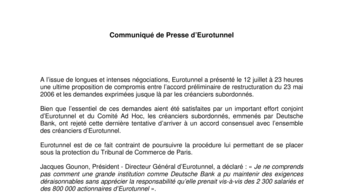 Communiqué de Presse d’Eurotunnel