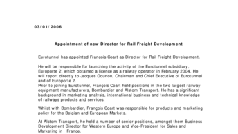 Appointment of new Director for Rail Freight Development