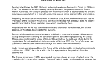 Eurotunnel to leave SRD