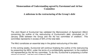 Memorandum of Understanding agreed by Eurotunnel and Ad hoc Committee