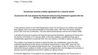 Eurotunnel receives creditor agreement for a second waiver